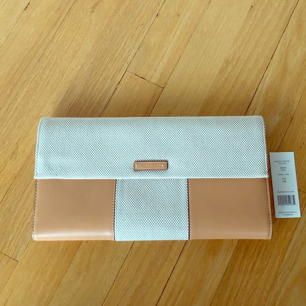 Tory Burch Tan and Cream Clutch